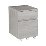 Techni Mobili Rolling Two Drawer Vertical Filing Cabinet with Lock and Storage, Grey