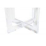 Pasargad Home Vicenza Lucite & Glass White Side table - W23.62"xD23.62"xH19.69"