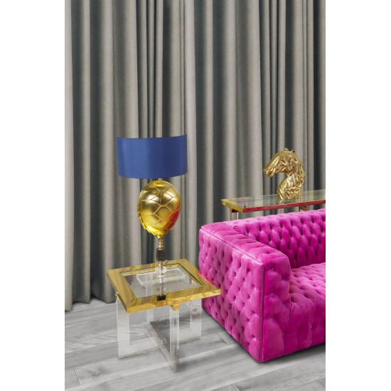 Pasargad Home Vicenza Lucite & Glass White Side table - W23.62"xD23.62"xH19.69"