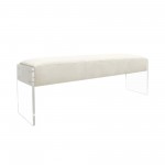 Pasargad Home Tribecca Acrylic & Velvet Bench, Ivory