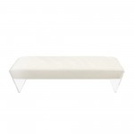 Pasargad Home Tribecca Acrylic & Velvet Bench, Ivory