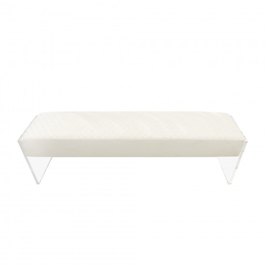 Pasargad Home Tribecca Acrylic & Velvet Bench, Ivory