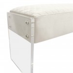 Pasargad Home Tribecca Acrylic & Velvet Bench, Ivory