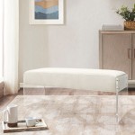 Pasargad Home Tribecca Acrylic & Velvet Bench, Ivory