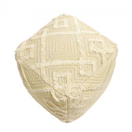 Pasargad Home Grandcanyon Yellow/Ivory Cotton Pouf