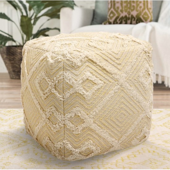 Pasargad Home Grandcanyon Yellow/Ivory Cotton Pouf