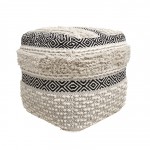 Pasargad Home Grandcanyon Cotton Pouf (Ivory/Black)