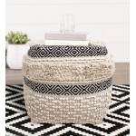 Pasargad Home Grandcanyon Cotton Pouf (Ivory/Black)