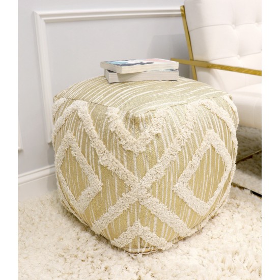 Pasargad Home Grandcanyon Cotton Pouf (Ivory)