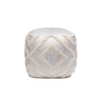 Pasargad Home Grandcanyon Cotton Pouf (Silver)