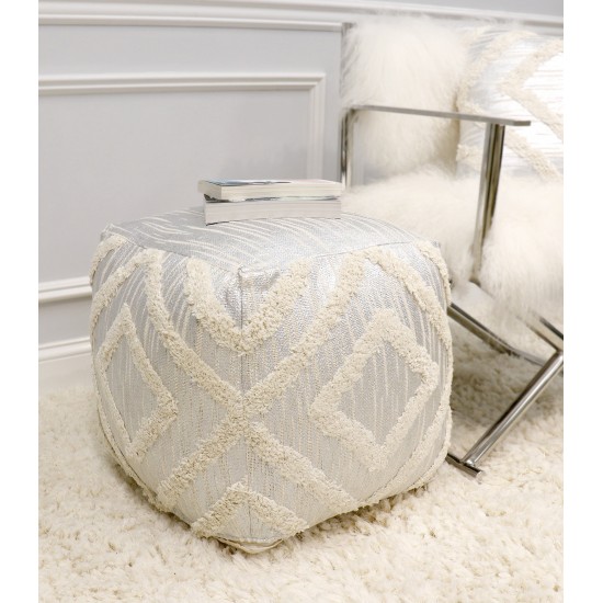 Pasargad Home Grandcanyon Cotton Pouf (Silver)