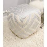 Pasargad Home Grandcanyon Cotton Pouf (Silver)