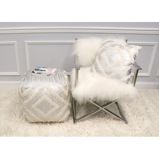 Pasargad Home Grandcanyon Cotton Pouf (Silver)