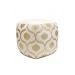 Pasargad Grand Canyon Cotton Pouf, Gold Foiled (Gold/Ivory, 17" x 17" x 17")