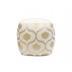 Pasargad Grand Canyon Cotton Pouf, Gold Foiled (Gold/Ivory, 17" x 17" x 17")