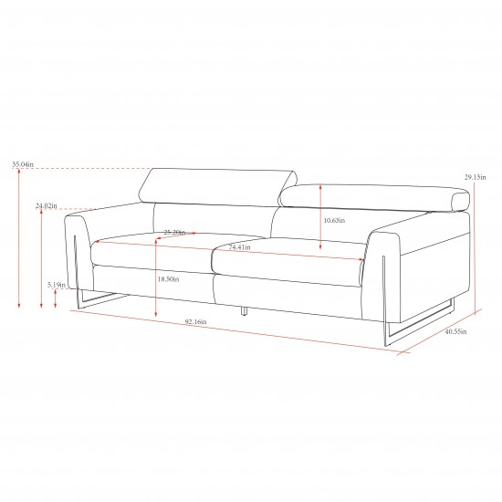 Pasargad Home Serena Modern Silver Sofa with Silver Leg