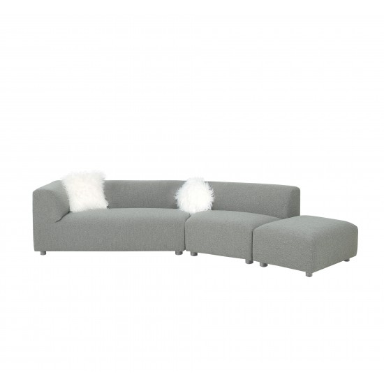 Pasargad Home Portfino Modern Sectional Sofa with 2 Fur Pillow