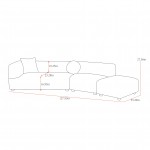 Pasargad Home Portfino Modern Sectional Sofa with 2 Fur Pillow