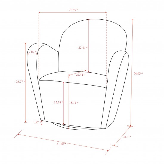 Pasargad Home Maxim Collection Modern Swivel Armchair