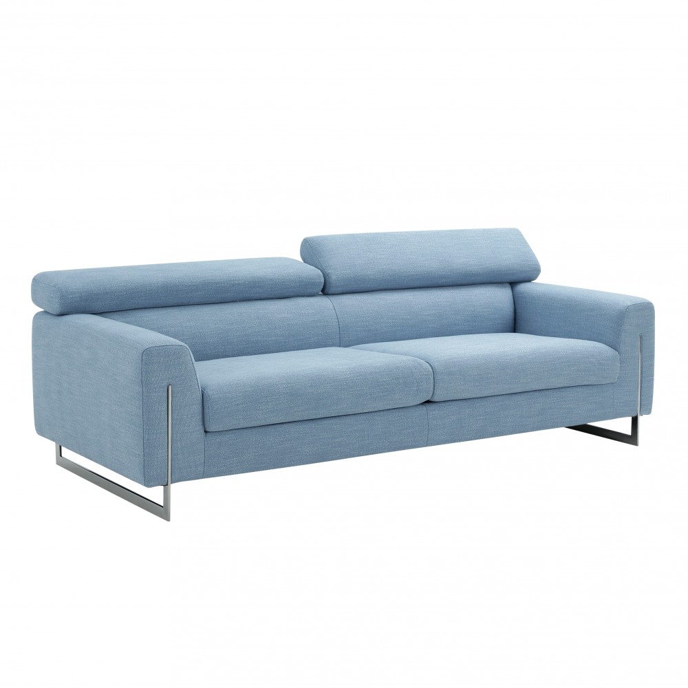 Pasargad Home Serena Modern Blue Sofa with Silver Leg