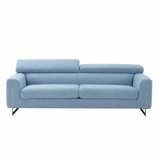 Pasargad Home Serena Modern Blue Sofa with Silver Leg