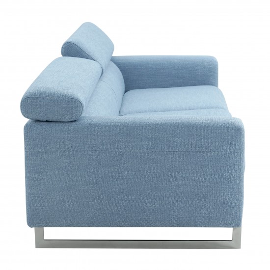 Pasargad Home Serena Modern Blue Sofa with Silver Leg