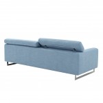 Pasargad Home Serena Modern Blue Sofa with Silver Leg