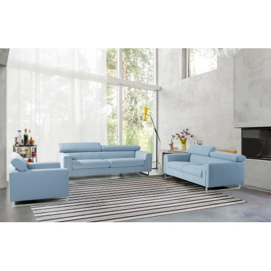 Pasargad Home Serena Modern Blue Sofa with Silver Leg