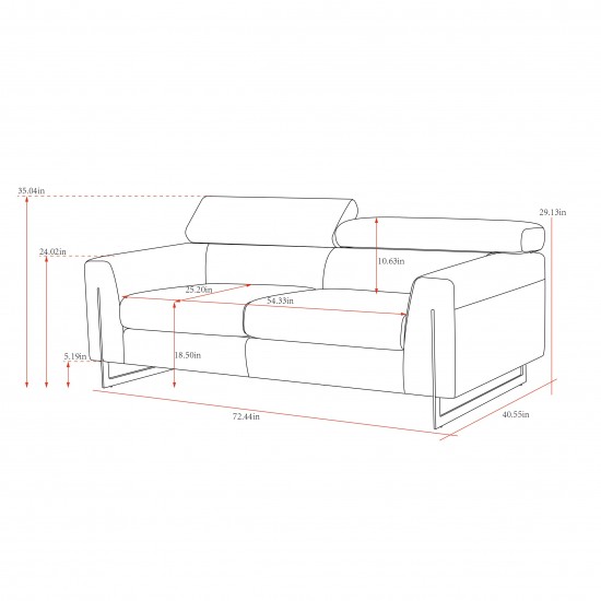 Pasargad Home Serena Modern Sofa (Blue Loveseat)