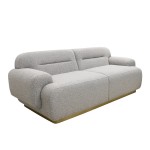 Pasargad Home Giovani Textured Poly Fabric Sofa With Gold Legs