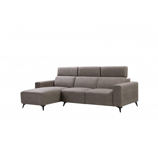 Modern Bari Sectional Sofa with Push Back Functional, Left Facing Grey Color