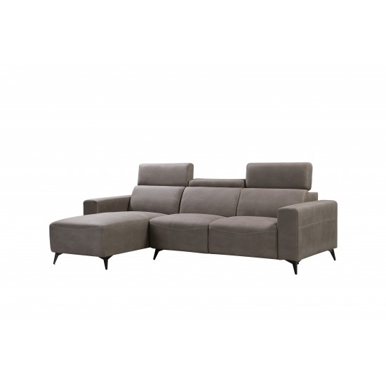 Modern Bari Sectional Sofa with Push Back Functional, Left Facing Grey Color