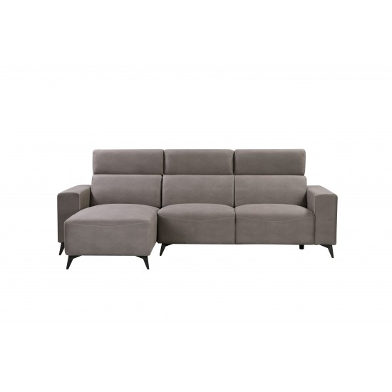 Modern Bari Sectional Sofa with Push Back Functional, Left Facing Grey Color
