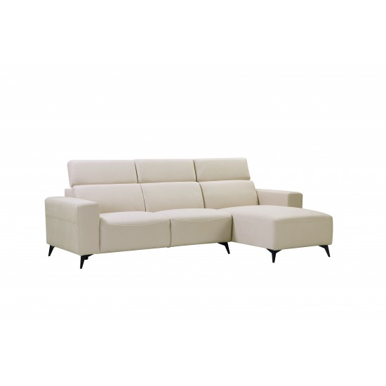 Modern Bari Sectional Sofa with Push Back Functional, Right Facing Beige Color