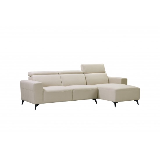 Modern Bari Sectional Sofa with Push Back Functional, Right Facing Beige Color