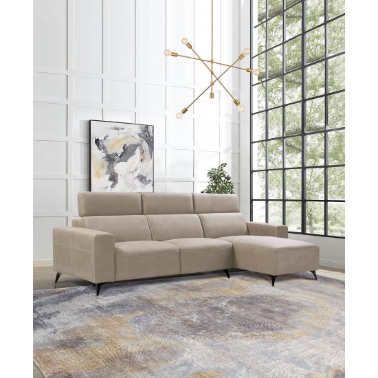 Modern Bari Sectional Sofa with Push Back Functional, Right Facing Beige Color