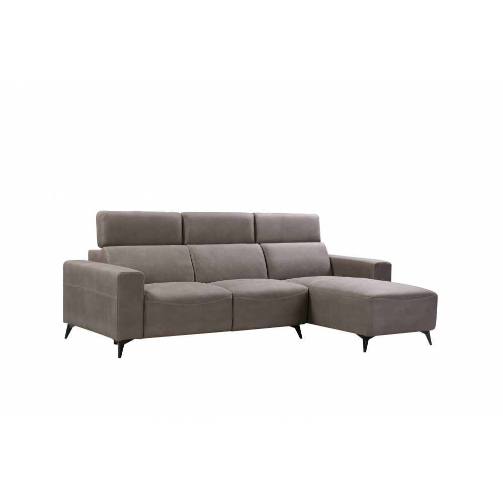 Modern Bari Sectional Sofa with Push Back Functional, Right Facing Grey Color