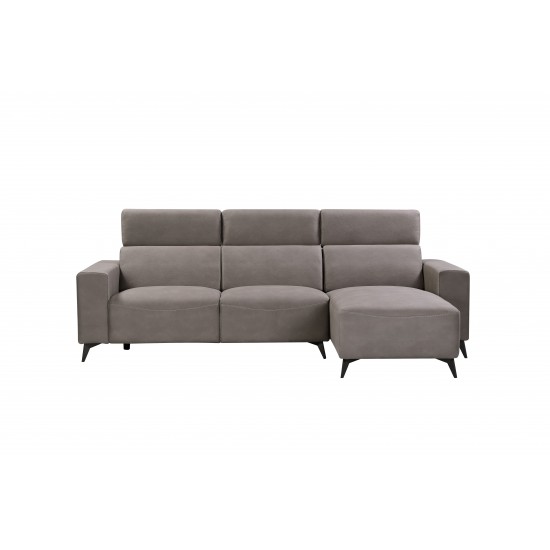 Modern Bari Sectional Sofa with Push Back Functional, Right Facing Grey Color