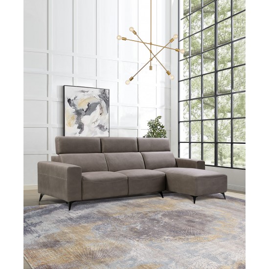 Modern Bari Sectional Sofa with Push Back Functional, Right Facing Grey Color