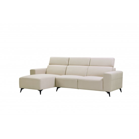 Modern Bari Sectional Sofa with Push Back Functional, Left Facing Beige Color