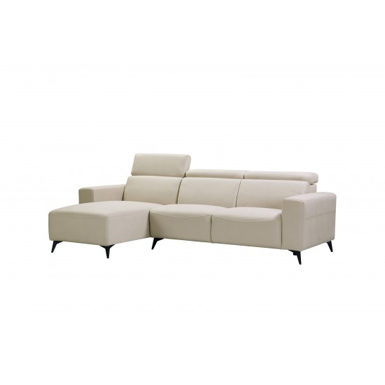 Modern Bari Sectional Sofa with Push Back Functional, Left Facing Beige Color