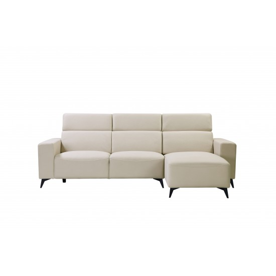 Modern Bari Sectional Sofa with Push Back Functional, Left Facing Beige Color