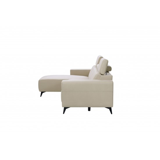 Modern Bari Sectional Sofa with Push Back Functional, Left Facing Beige Color