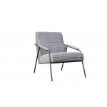 Pasargad Home Arthur Modern Posh Houndstooth Armchair, Grey