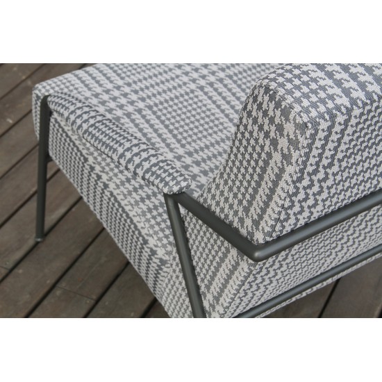 Pasargad Home Arthur Modern Posh Houndstooth Armchair, Grey