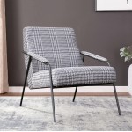 Pasargad Home Arthur Modern Posh Houndstooth Armchair, Grey