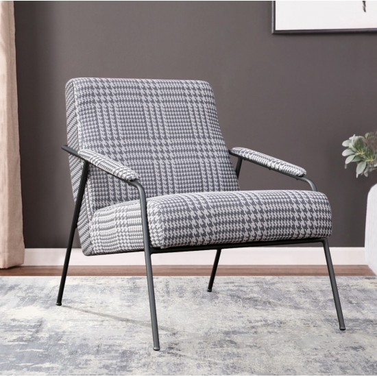 Pasargad Home Arthur Modern Posh Houndstooth Armchair, Grey