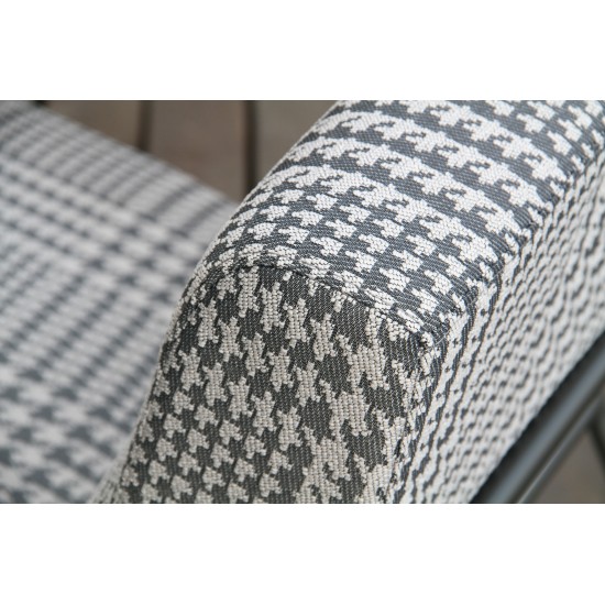 Pasargad Home Arthur Modern Posh Houndstooth Armchair, Grey