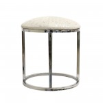 Pasargad Home Safari Cowhide Silver Stool with Steel Legs