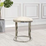 Pasargad Home Safari Cowhide Silver Stool with Steel Legs